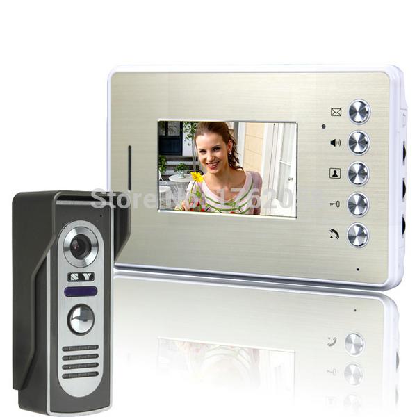 Wholesale-Brand New 4.3 Inch Wired Doorbell Door Phone Intercom System Peephole Viewer Phone Night Vision Video Door Phone Free Shipping