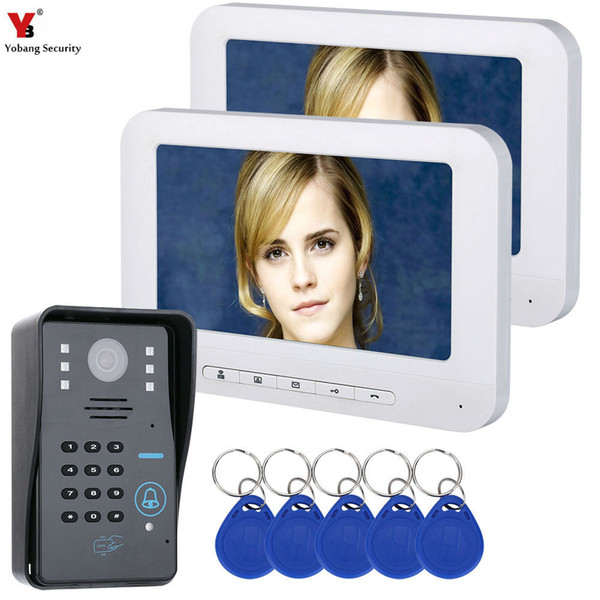 Yobangsecurity 7 Inch Monitor RFID Password Video Door Phone Doorbell Video Intercom System Night Vision Security Camera