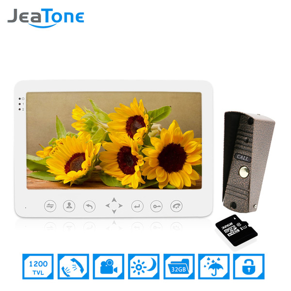 JeaTone 7 inch Video Door Phone Doorbell Intercom Home Security Intercom Kit 1 Doorphone camera to 1 Monitor + 32G SD Card