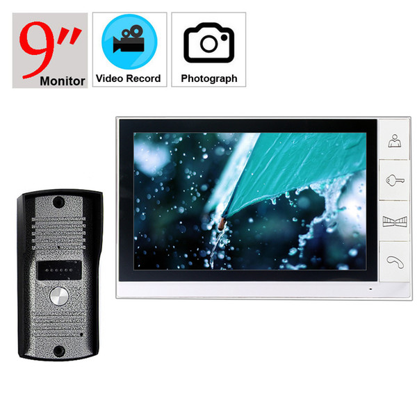 9 inch Video Door Phone Intercom System 700TVL Color Camera unlock video doorphone system