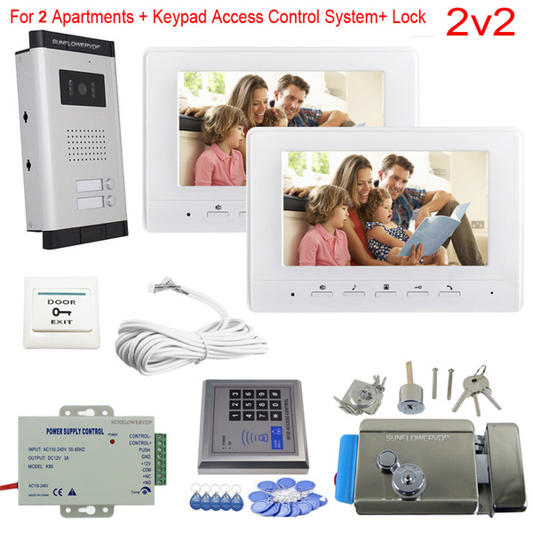 Access Control Keypad 2 Apartments Video Door Entry Panel Color 7