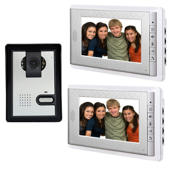 7 Inch Video Door Phone Doorbell Intercom System Night Vision Camera Video Door Bell Video Doorphone Intercom 2-Monitor Kit