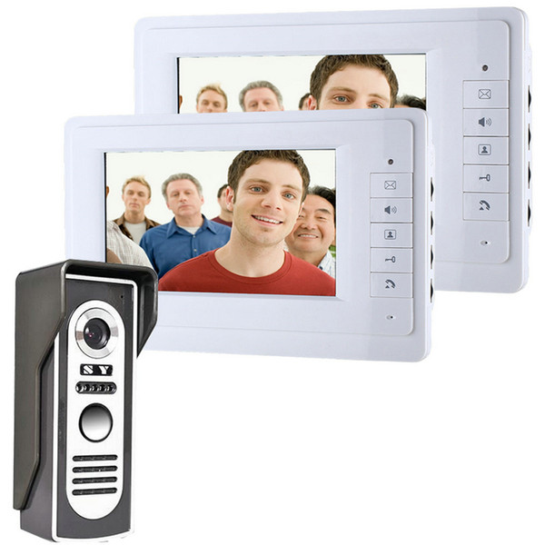 Free shipping 7'' wired color video door phone Intercom system video doorbell 1 CMOS Night Version Camera+2 monitors 819M12