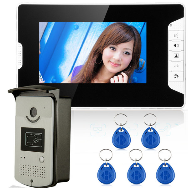 SmartYIBA 7 Inch Wired Video Doorbell Access Unlock TFT Color Screen Monitor Video Intercom HD 1000TVL Door Phone