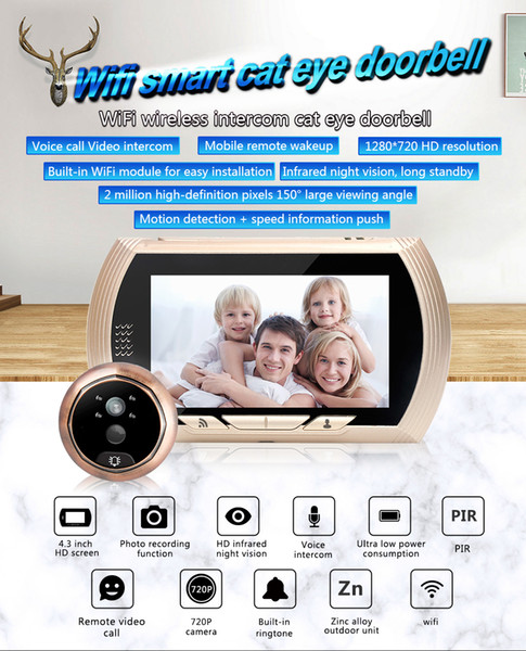 4.3 Inch 720P Wireless Intercom WIFI Doorbell