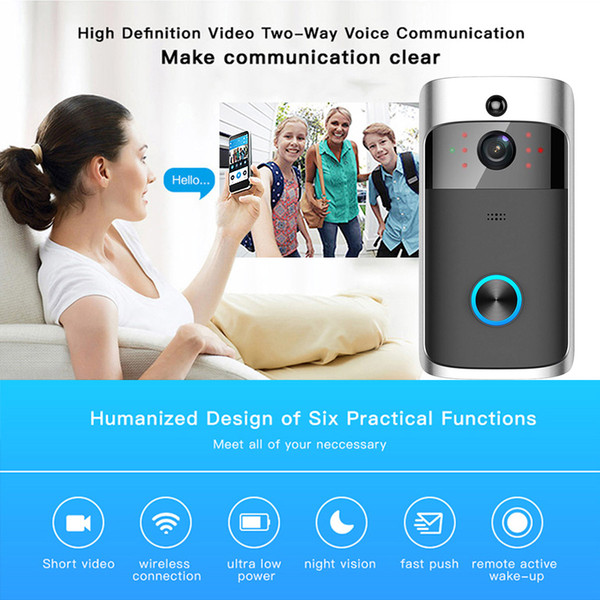 WIFI Video Doorbell Wireless Ring Doorbell with Camera Mobile Phone Remote Monitoring Visual Doorbell Smart for Home