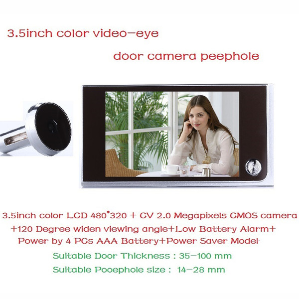 Digital Video Door Peephole Viewer 3.5inch 2.0 Mega Pixels CMOS Camera 120 Degree Wide Angle Door Bell Eye