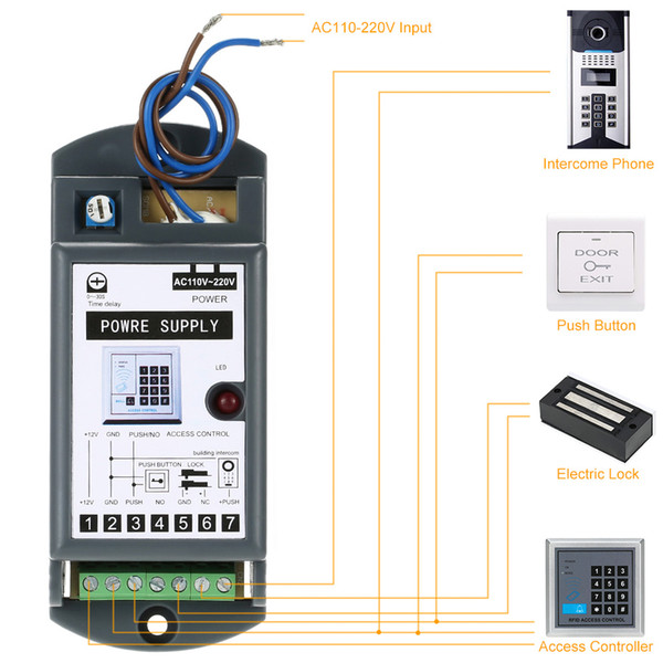 Wholesale-DC 12V/3A Power Supply for Door Entry Access Control System AC110-220V