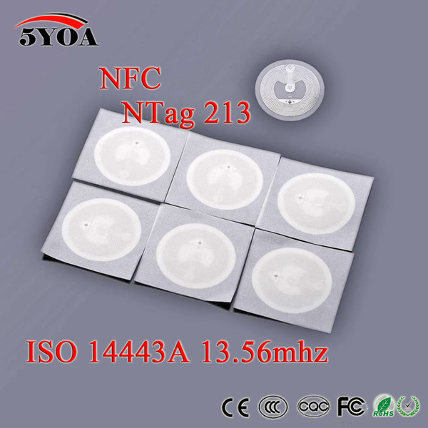 5YOA 50pcs/Lot NFC TAG Sticker 13.56MHz ISO14443A NTAG 213 Key Tags llaveros llavero Token Patrol Universal