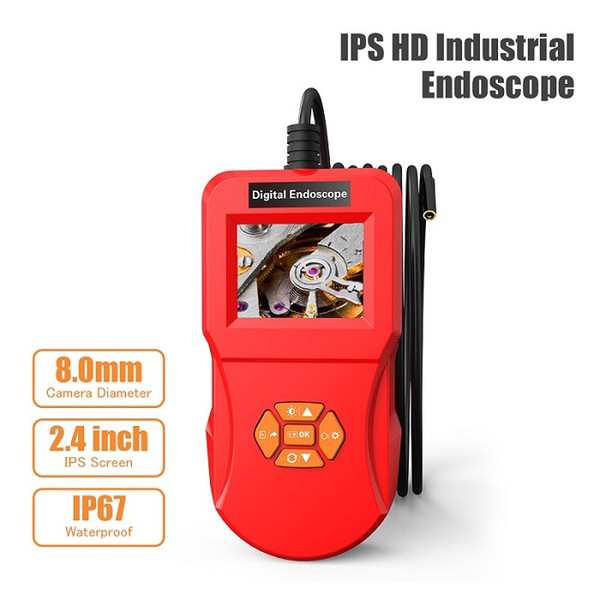 Handhold Endoscope IPS HD Screen 2.4 Inch IP67 Waterproof 8mm Lens Diameter Digital Inspection Endoscope