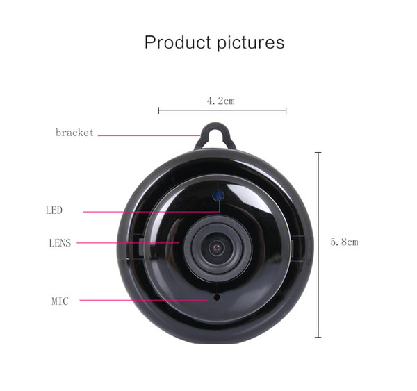 Free shipping 2MP HD 1080P HD 360 Degree Mini Wireless WiFi Camera Home Security Network IR Panoramic Cameras SD(max64GB)