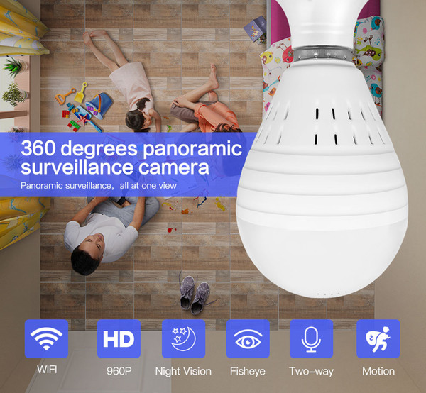 1.3MP 960P Surveillance Camera Bulb Light home Security Camera system wireless IP cameras 360 Degree Panoramic FishEye Wifi Motion Detection