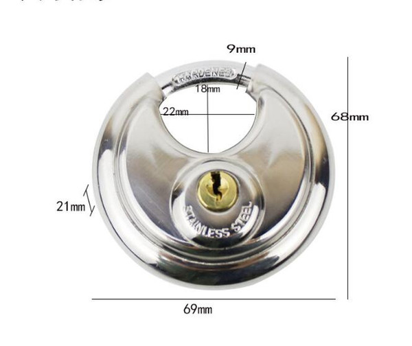 Anti-theft padlock 70mm stainless steel lock disc lock door and window lock