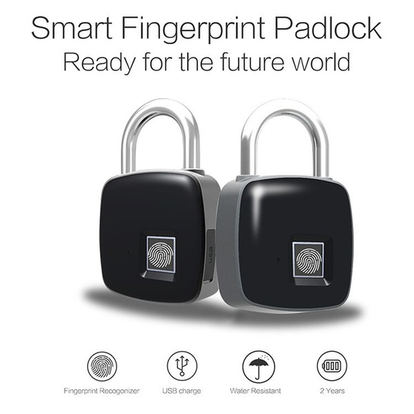 Fingerprint Lock Fingerprint Lock Intelligent Keyless IP65 Dustproof Design Anti-Theft Water Proof Door Lock Padlock Bad In Drop Shpping