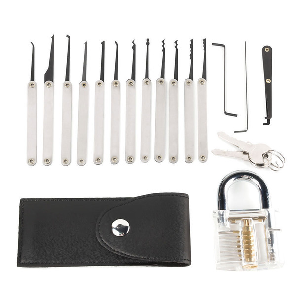 12pcs/15pcs Unlocking Lock Pick Set Keys Extractor Tool Transparent Practice Padlock,High Quality,Free Shipping