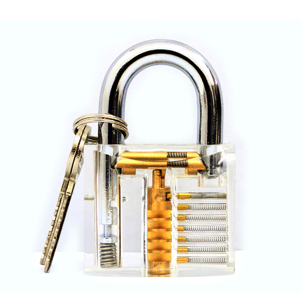 Hot Sale Lockmaster 7 pins Transparent Cutaway Practice Clear Acrylic Lock Padlock with Locker Master Key for lockpicking practice tools