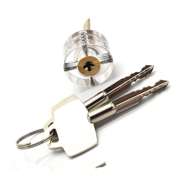 Free Shipping Transparent Cutaway Practice Lock Cross Key Locks for Door Drawer Cabinet Pick Set Training Skill Lock