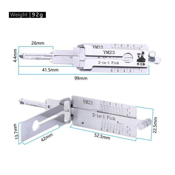 hot sale best lishi auto tools 2in1 pick Lishi YM23 2 in 1 lock pick and decoder