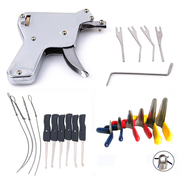 YQ 10pcs Keys Hooker+6pcs Padlock Shim Picks+Lock Pick Gun for Locksmith Tool Set