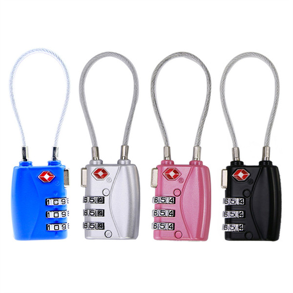 Mini Luggage Lock Resettable 3 Digit Combination Travel Baggage Suitcase Lock Padlock 4 Colors with a Key for Emergency Use TSA719