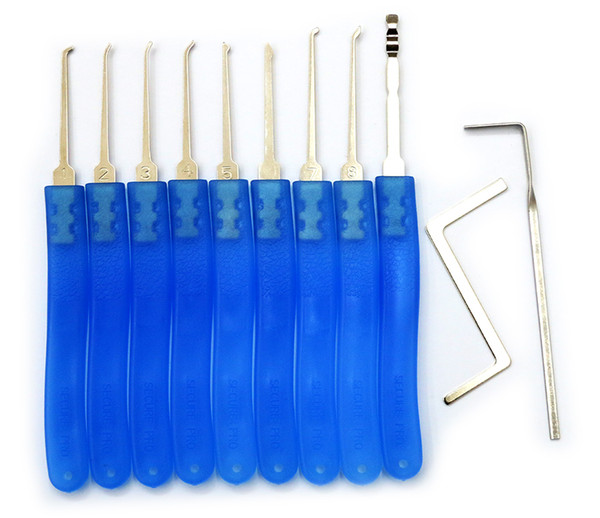 9PCS Stainless Steel Lock Picks Set Lock Picking tool Lock Pick Tools Set Lock Opener Locksmith Tools - Translucent Blue