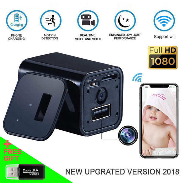 HD 1080P WIFI Camera Socket Camera USB Wall phones Charger Camera Mini DV Motion Detection Plug Mini Cameras Home/Office Security Cameras