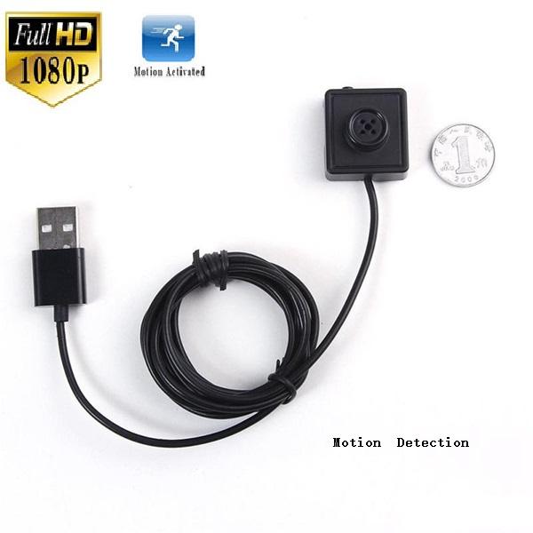 1080P Mini Button pinhole Camera HD Button MINI DV DVR With 2M Long Cable 7/24 Hour Loop Recording with Motion Detection