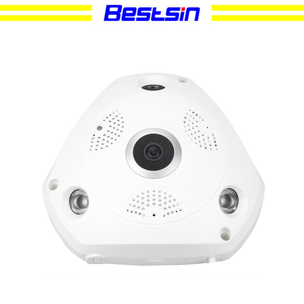 Bestsin Two Way Audio talk Motion Detection Alarm SD/TF Card Recording Home Security System 360° Fisheye Panoramic VR Wireless indoor Camera
