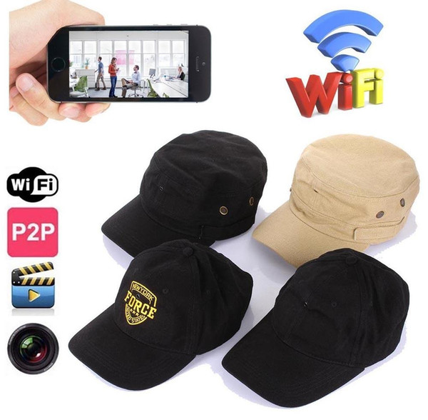 WIFI network Cap IP camera HD 720p Wearable Hat pinhole Camera Wireless WIFI P2P Canvas cap cameras Build-in 8GB Memory card