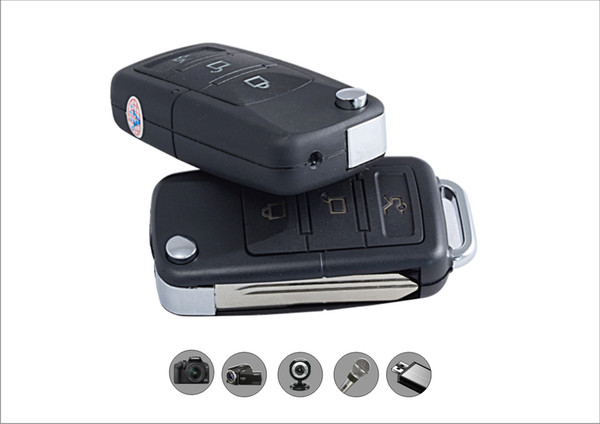 S818 car key pinhole camera with Motion Detection 720*480 30fps Mini DVR Car Keychain video camera support TF card with retail box
