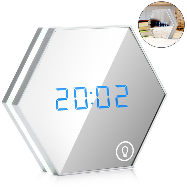 Multi-function Mirror Alarm Clock Rechargeable Portable Smart Led Digital with Time/Alarm/Temperature Display Desk or Room Decoration Travel