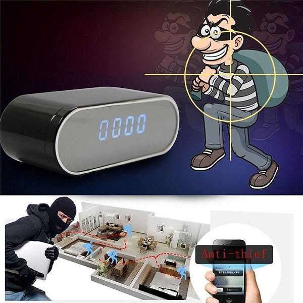 WiFi Clock mini IP P2P Camera 1080P with night vision 160 degree Wide Angle alarm clock DVR remote monitor home security Nanny camera