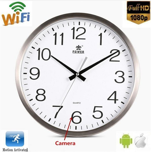 Wifi Wall Clock mini DVR Camera Full HD 1080P Round Clock IP Camera with Loop Recording wireless remote monitor Home security Nanny Cam