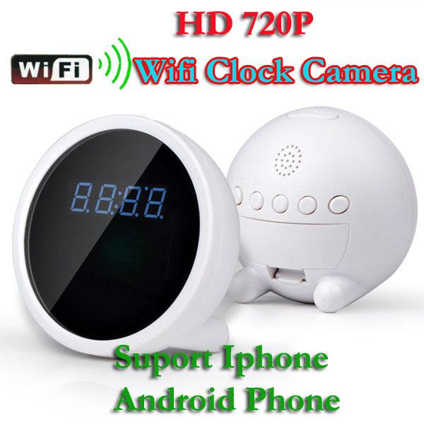 Wifi network Clock Camera P2P Wireless Alarm Clock Camcorder HD 720P MINI Clock Camera DVR Recorder home security camera
