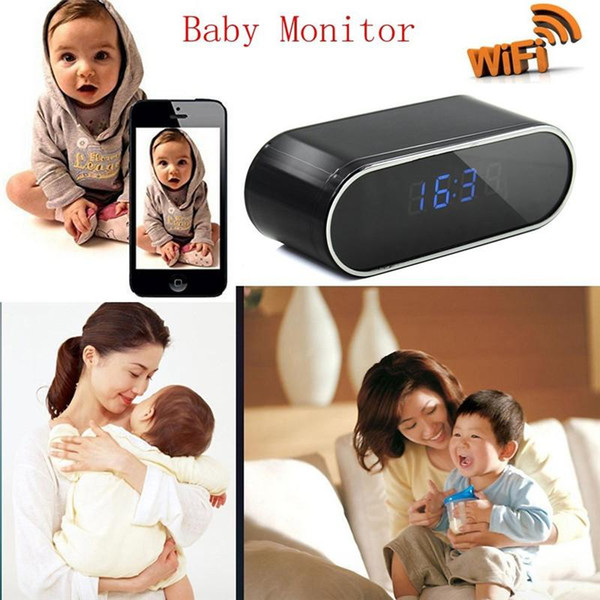 WIFI Clock IP cameras wireless H.264 1080P night vision Clock camera Live view motion detection 160 degree view alarm clock security DVR