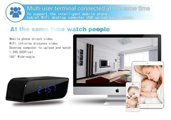 Wireless network Alarm Clock IP Camera HD 720P night vision 160 wide-angle Mini camera Wireless wifi clock P2P Remote Control camera 12pcs