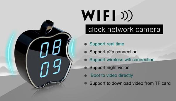 Wireless WIFI apple modle LCD Alarm Clock camera HD 720P IR night vision Clock mini Camcorder clock Baby monitor