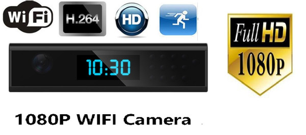 WiFi Clock IP camera FULL HD 1080P Alarm clock MINI DV DVR with 168 degree wide-angle Night vision lens support remote monitoring