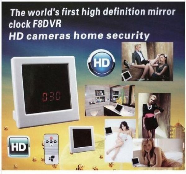 F8 Mirror Clock video Camera HD DVR With Remote control Motion Detection mirror Clock home security Camera 12PCS/LOT