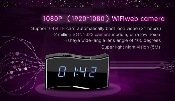 Wireless wifi Clock network IP Camera HD Alarm Clock Camera DVR Realtime View Video Camera Clock Baby Monitor Support 160 Wide Angle 12PCS