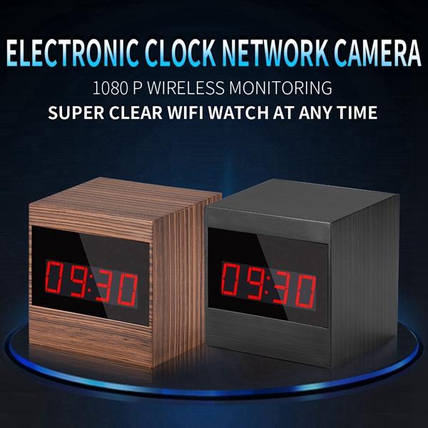 Wood grain Clock network camera HD 1080P wireless wifi Electronic clock P2P IP camera with IR night vision Motion Detection DVR