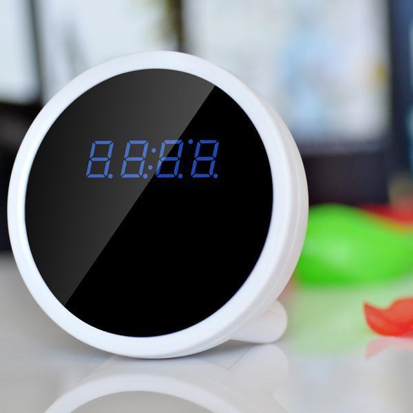 Full HD P2P WiFi Mini Alarm Clock Camera with Motion Detection Infrared Night Vision 1080P Indoor Home Security Camera Video Recorder white