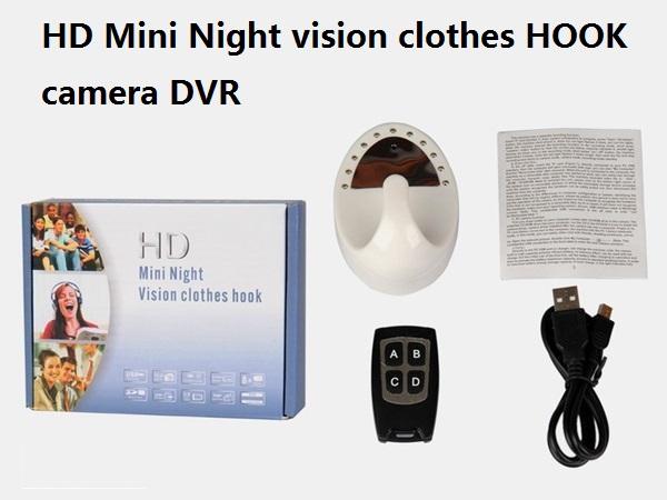 HD Mini Night Vision Clothes hook camera with Remote Control Portable MINI Clothes Hook Pinhole Camera digital voice video recorder T1