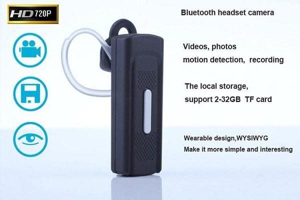 bluetooth Earphone headset Camera 1280*720P Motion Detection earphone DVR Mini Camera Audio Video Recorder Mini Camcorder