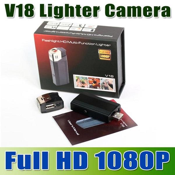 1080P Lighter Camera Full HD Lighter DVR with Flashlight Support TF Card U Disk mini camera video recorder V18 Security surveillance