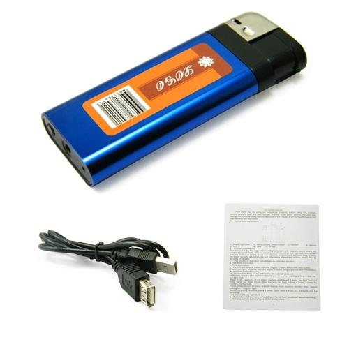 Q8 Mini Lighter DVR Pinhole Camera HD Lighter camera USB Disk Mini DV Lighter Video Recorder support TF card blue