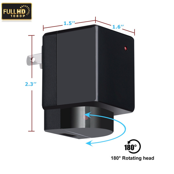 1080P Wifi USB Power Adapter camera EU US Plug No Hole Wireless Surveillance charger Camera Real Wall AC Plug DVR Video Recorder