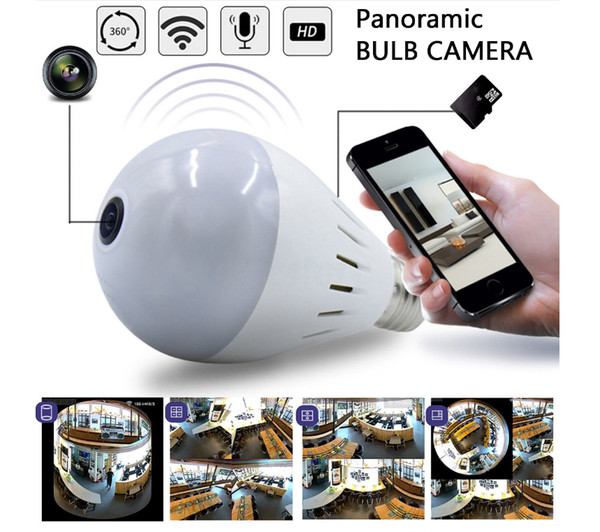 IP light bulb camera 960P Wifi Wireless IP Bulb Security Camera with Fisheye Lens 360 Panoramic Two Way Talking for PC/Phone/iPad