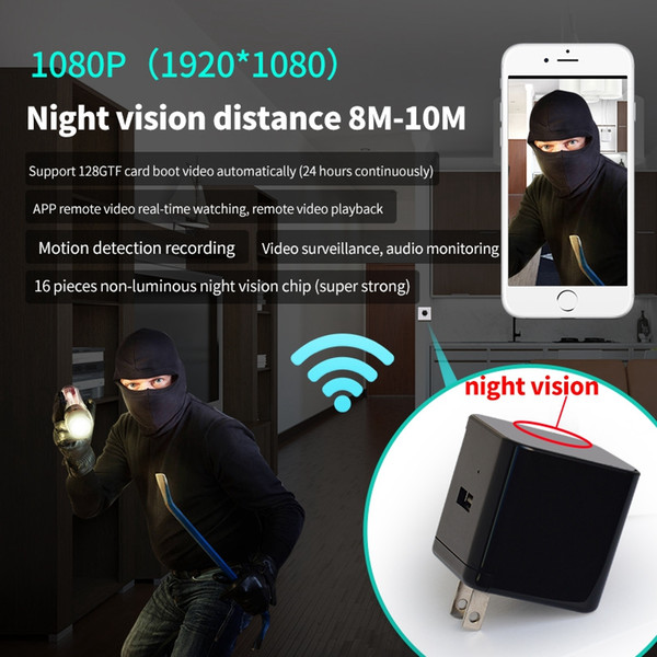 WIFI night vision charger DVR EU US UK USB Charger mini IP Camera Full HD 1080P Motion Detection AC Adapter plug Camera