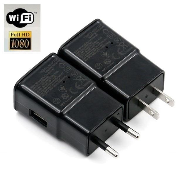 1080P WiFi Charger Camera 8GB EU US AC Adapter Plug IP Camera P2P Wall Charger Audio Video Recorder Remote Monitor Security DVR